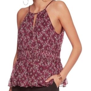 Cinq a sept Silk Boho Hippie Fairy Maroon Halter Top Size XS